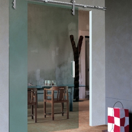 Cửa Lùa Kính Cường Lực Ray Inox